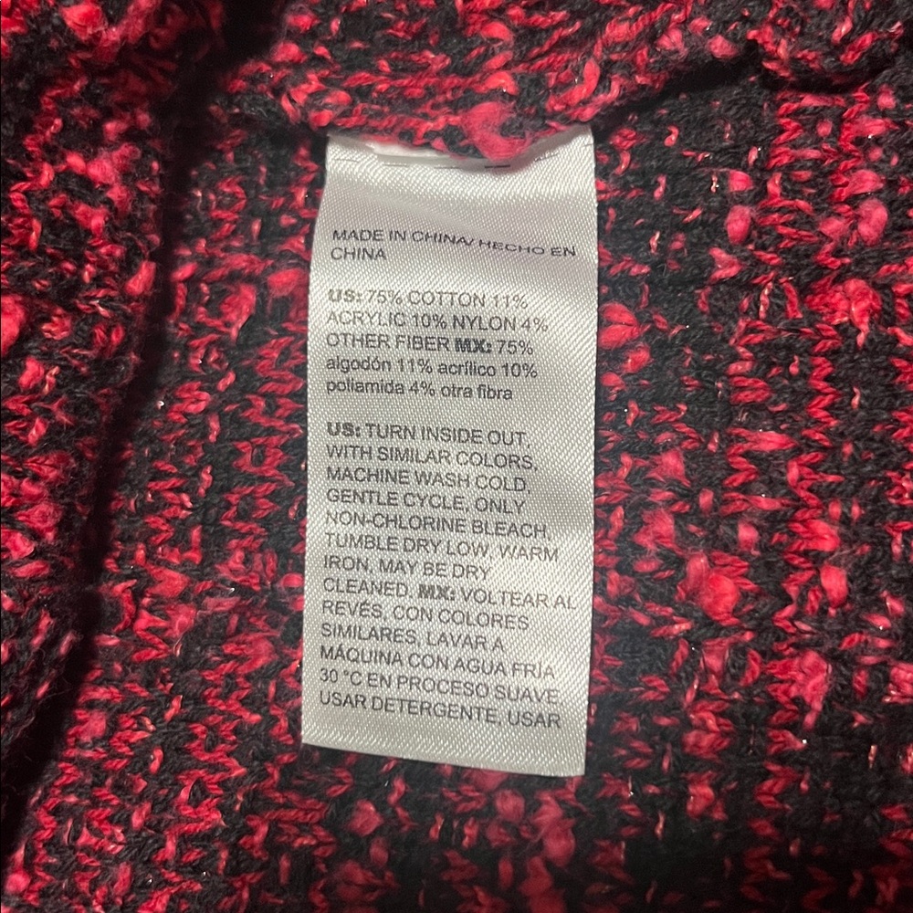 Chico's Tweed Double-Breasted Boxy Sweater Blazer Red Allure XL - Picture 8 of 8